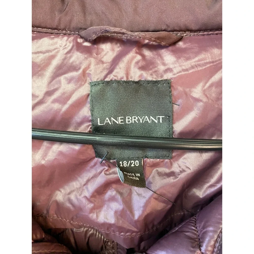 Lane Bryant Burgundy Quilted Hooded Puffer Coat Jacket Plus Size 18/20 Longline